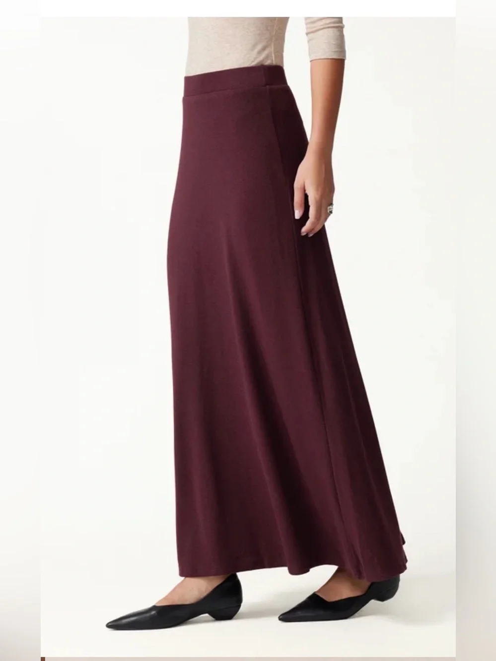 OGL Eco- Mousse High Rise A-Line Maxi Skirt Black , Large